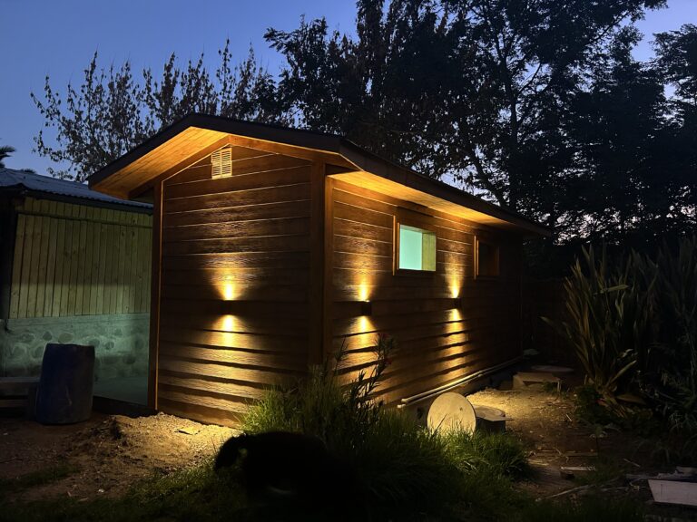 Baños glamping de noche